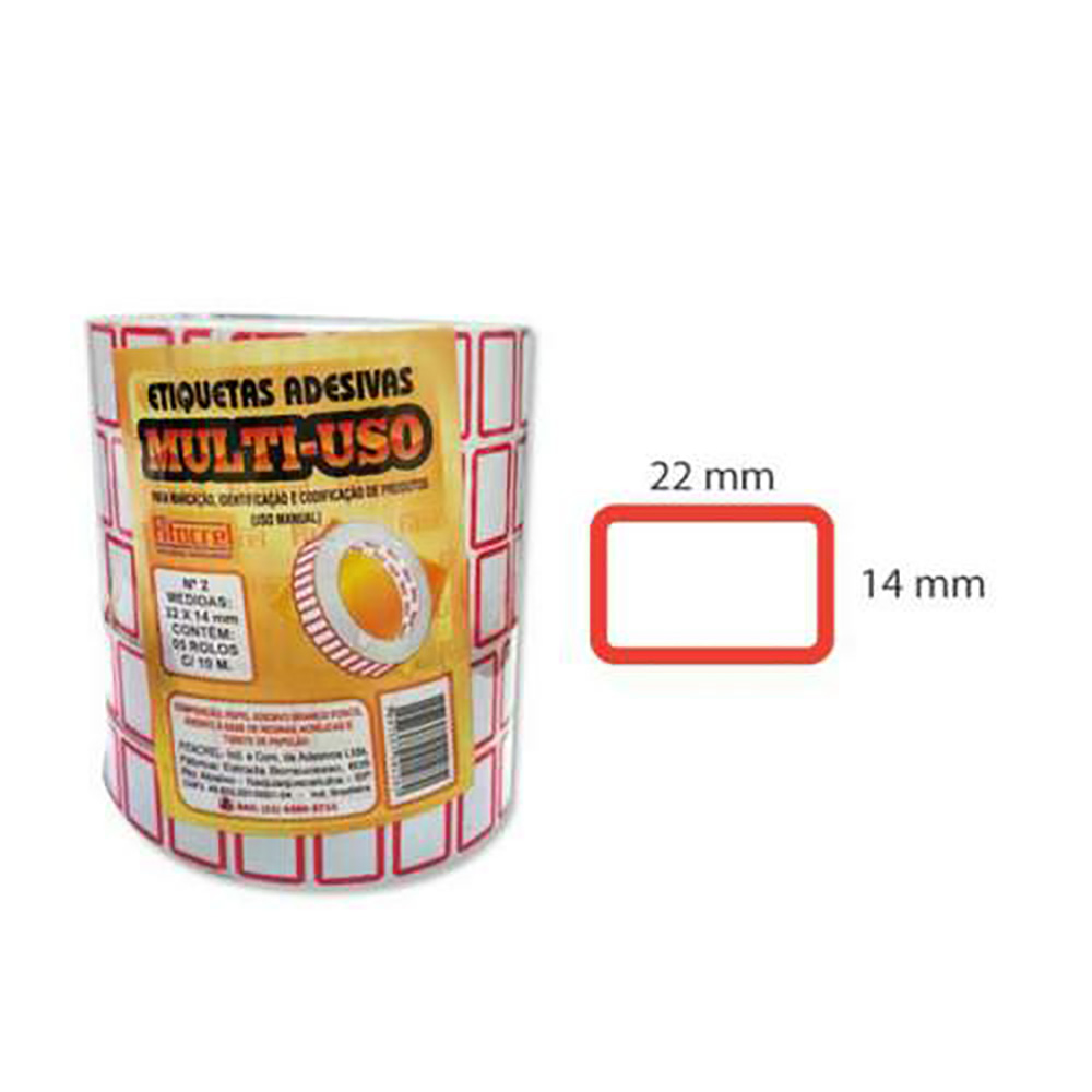 ETIQUETA ADESIVA MULTIUSO FITACREL, Nº 2, PACOTE COM 5 ROLOS ETIQUETA ADESIVA MULTIUSO FITACREL, Nº 2, PACOTE COM 5 ROLOS