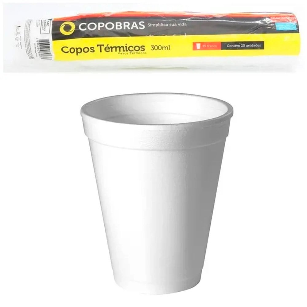 COPO ISOPOR DESCARTAVEL 300ML COPOBRAS PACOTE COM 25 UNIDADES COPO ISOPOR DESCARTAVEL 300ML COPOBRAS PACOTE COM 25 UNIDADES