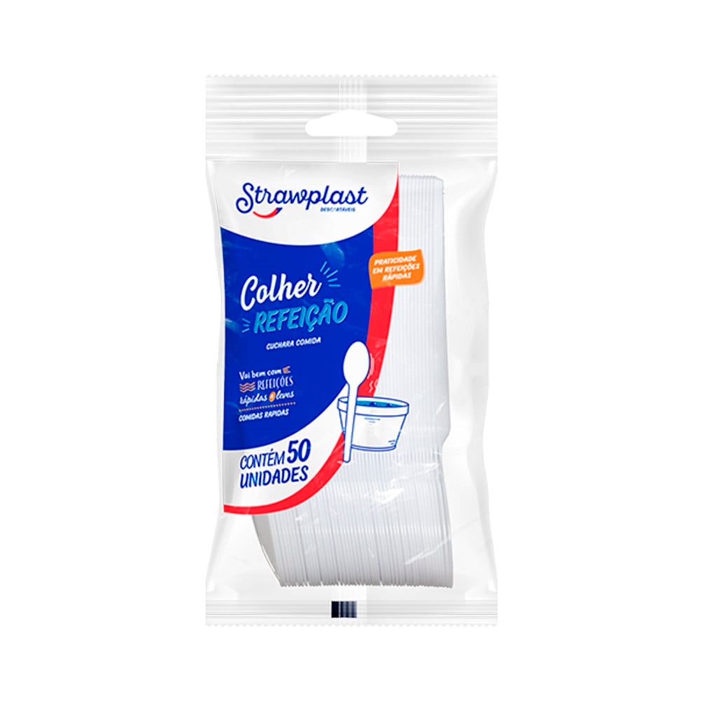 COLHER REFEICAO BRANCO STRAWPLAST 50UN  COLHER REFEICAO BRANCO STRAWPLAST 50UN