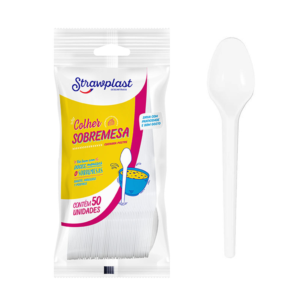 COLHER SOBREMESA BRANCO STRAWPLAST 50UN COLHER SOBREMESA BRANCO STRAWPLAST 50UN