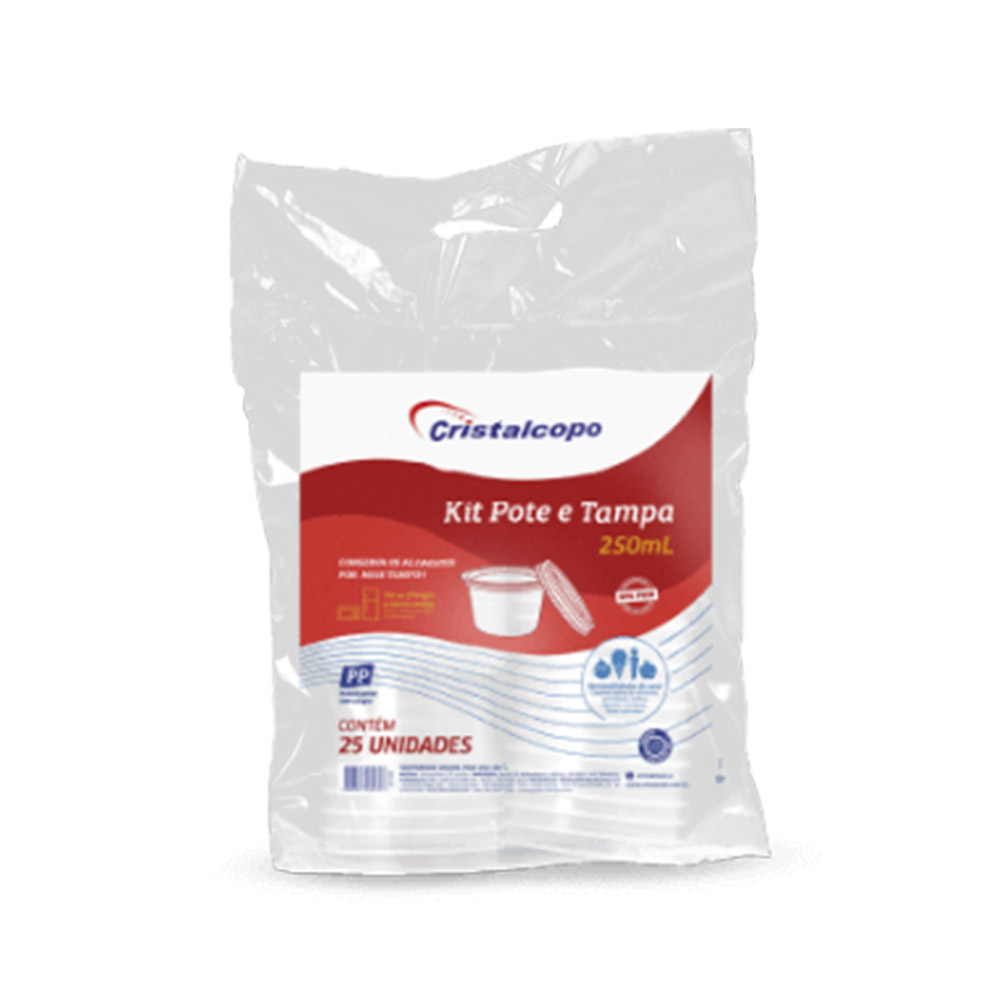 POTE C/ TAMPA REDONDO 250ML CRISTALCOPO C/25 UNIDADES POTE C/ TAMPA REDONDO 250ML CRISTALCOPO C/25 UNIDADES