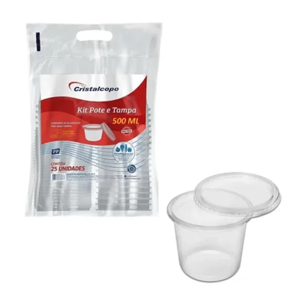 POTE C/ TAMPA REDONDO 500ML CRISTALCOPO C/25 UNIDADES POTE C/ TAMPA REDONDO 500ML CRISTALCOPO C/25 UNIDADES