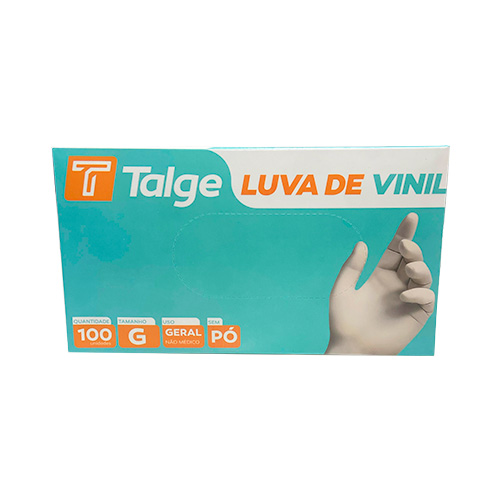 LUVA DE VINIL G TALGE 100UN                                                                                                                                                                          