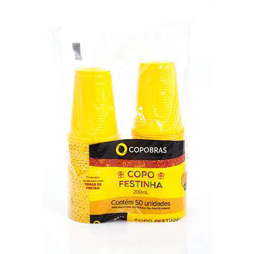 COPO PLASTICO AMARELO 200ML PACOTE COM 50un - COPOBRAS COPO PLASTICO AMARELO 200ML PACOTE COM 50un - COPOBRAS