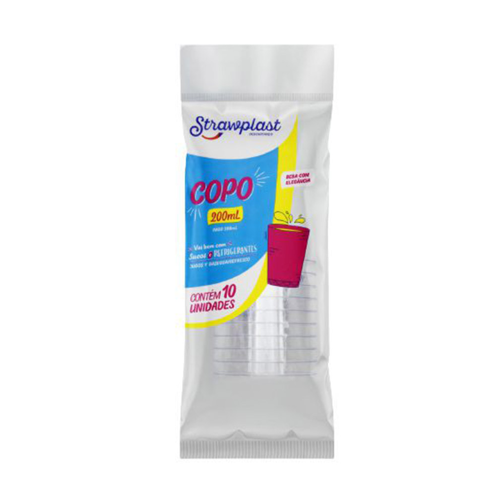 COPO PLÁSTICO DESCARTÁVEL 200ML CRISTAL STRAWPLAST C/10 UNIDADES COPO PLÁSTICO DESCARTÁVEL 200ML CRISTAL STRAWPLAST C/10 UNIDADES