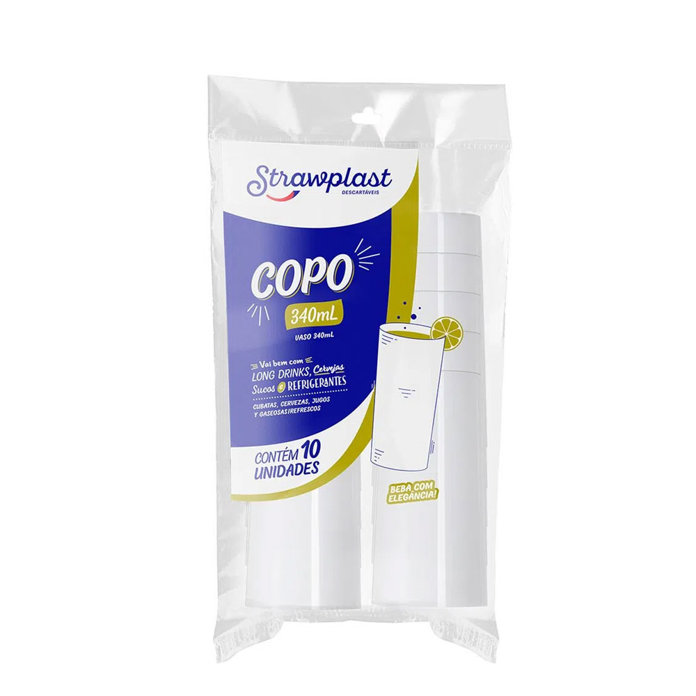 COPO PLASTICO 340ML REFRIGERANTE CRISTAL STRAWPLAST C/10 UNIDADES               COPO PLASTICO 340ML REFRIGERANTE CRISTAL STRAWPLAST C/10 UNIDADES