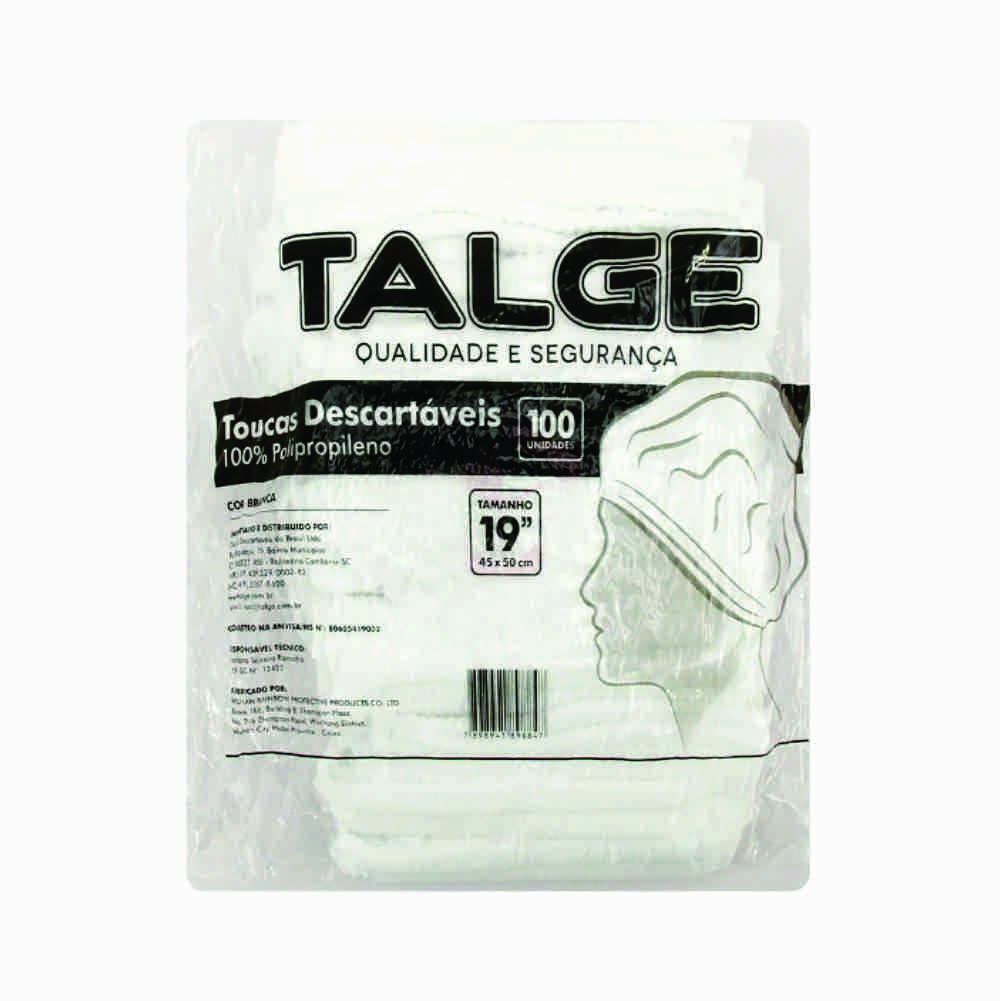 TOUCA EM TNT 45X50CM TALGE PC100 TOUCA EM TNT 45X50CM TALGE PC100