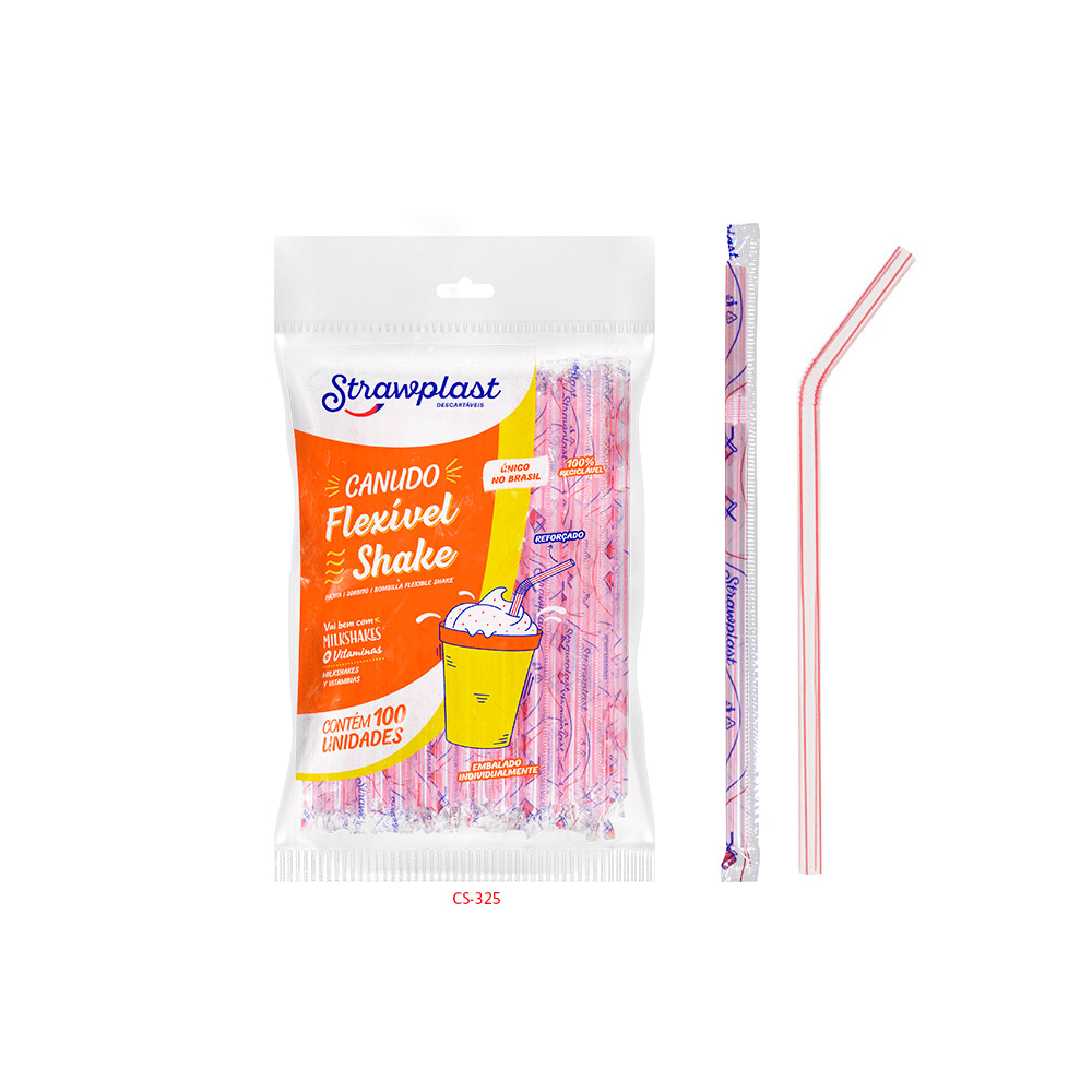 CANUDO FLEX SACHÊ SHAKE 8MM CS325 C/100 UNIDADES STRAWPLAST CANUDO FLEX SACHÊ SHAKE 8MM CS325 C/100 UNIDADES STRAWPLAST