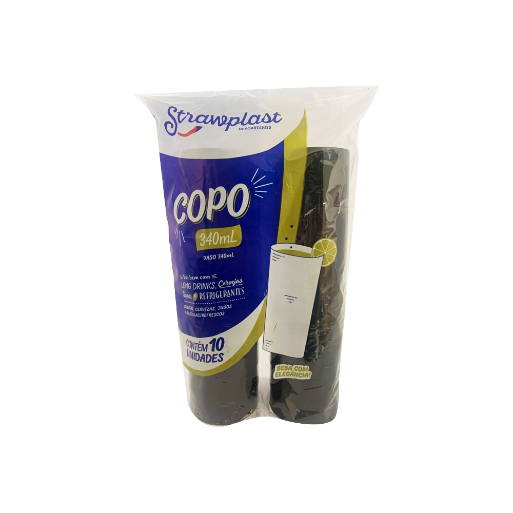 COPO PLÁSTICO DESCARTÁVEL 340ML PRETO STRAWPLAST C/10 UNIDADES COPO PLÁSTICO DESCARTÁVEL 340ML PRETO STRAWPLAST C/10 UNIDADES