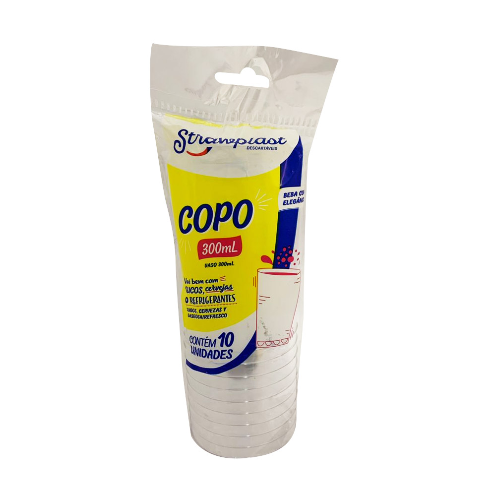 COPO PLÁSTICO DESCARTÁVEL 300ML CRISTAL STRAWPLAST C/10 UNIDADES COPO PLÁSTICO DESCARTÁVEL 300ML CRISTAL STRAWPLAST C/10 UNIDADES