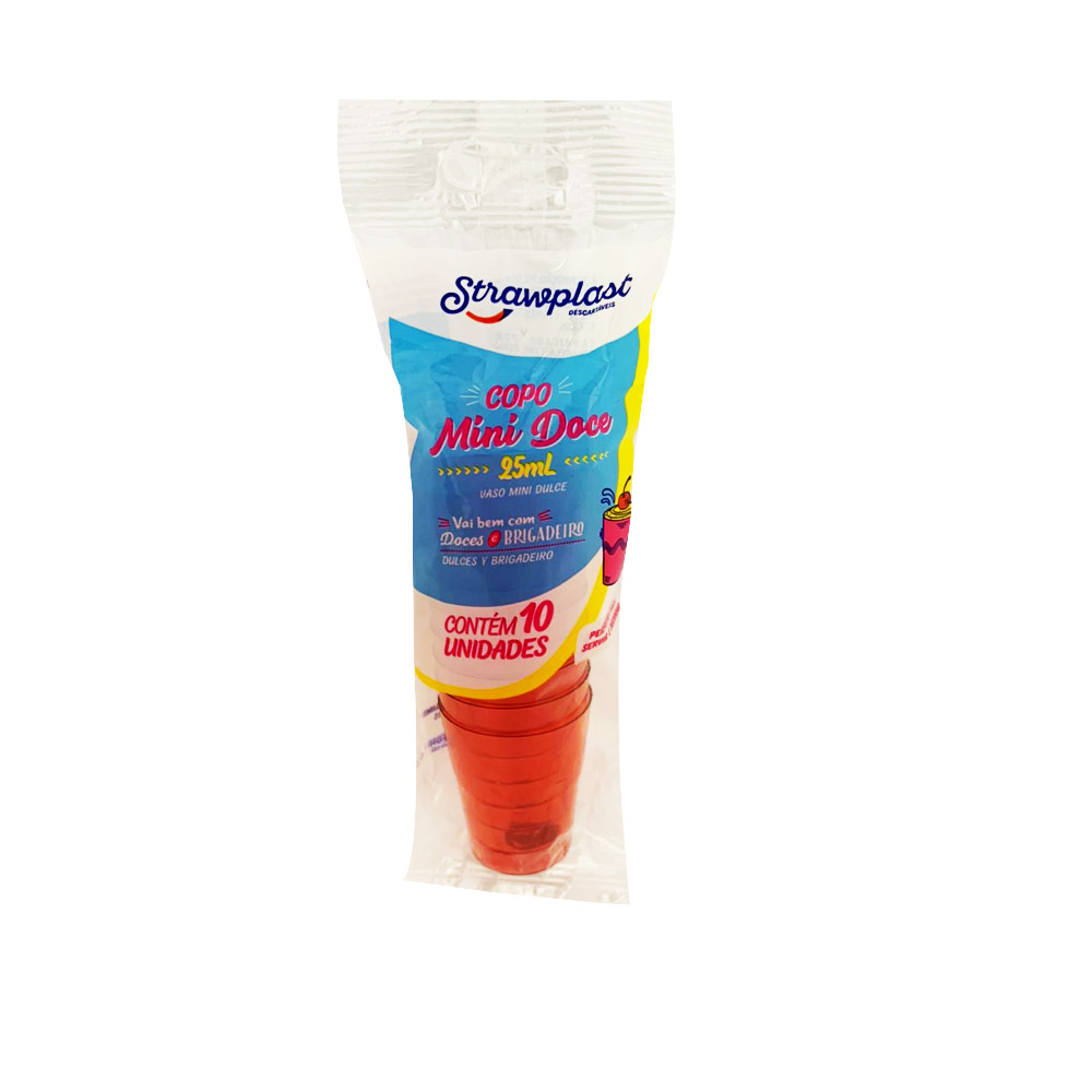 COPO MINI 25ML VERMELHO NEON STRAWPLAST C/10 UNIDADES COPO MINI 25ML VERMELHO NEON STRAWPLAST C/10 UNIDADES