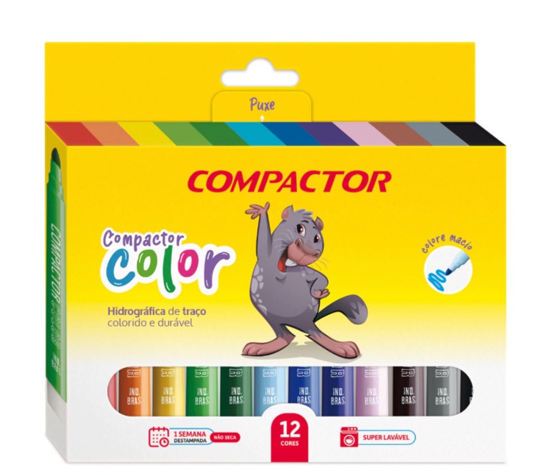 PINCEL COMPACTOR COLOR COM 12 CORES PINCEL COMPACTOR COLOR COM 12 CORES