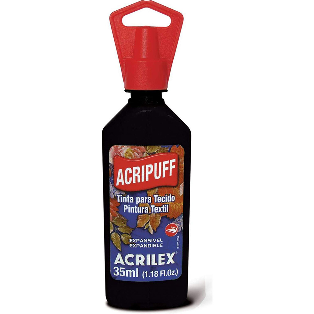 TINTA TECIDO ACRIPUFF PRETO 35ML - ACRILEX                                 