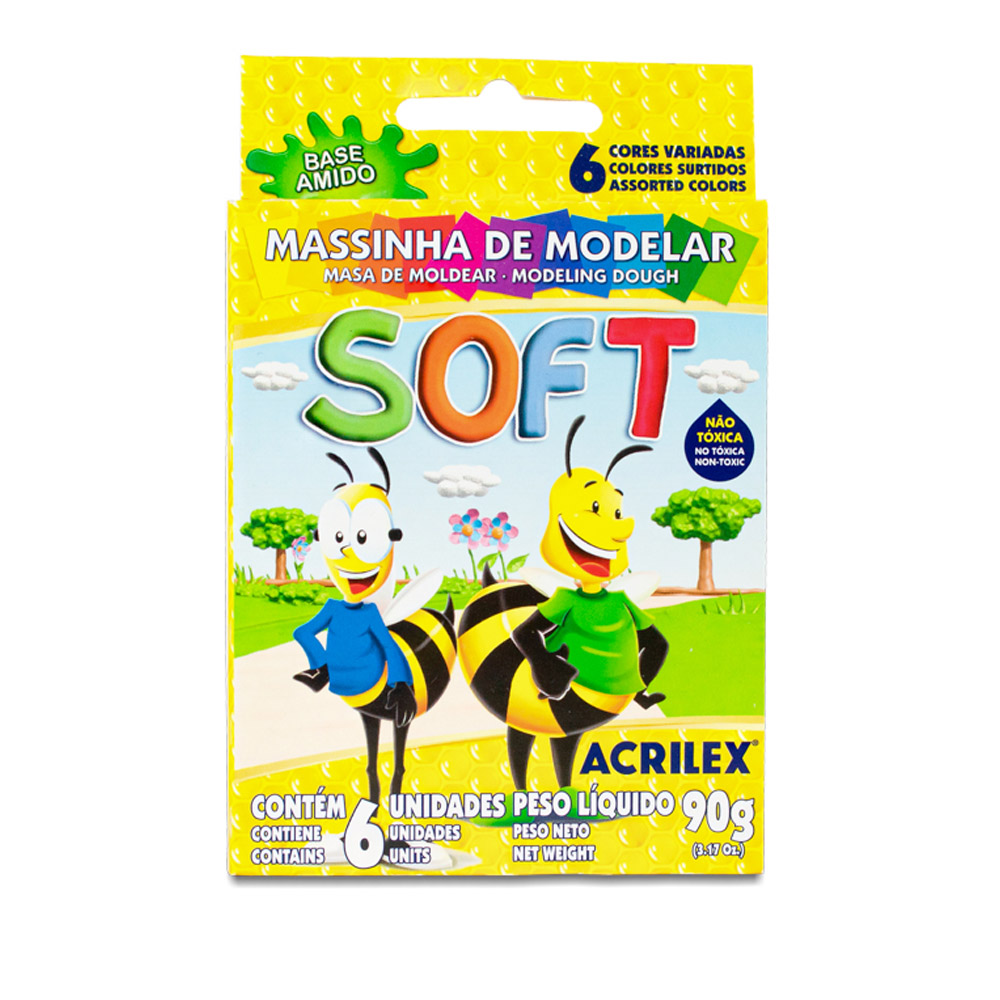 MASSINHA DE MODELAR SOFT 90G C/6 - ACRILEX                         MASSINHA DE MODELAR SOFT 90G C/6 - ACRILEX