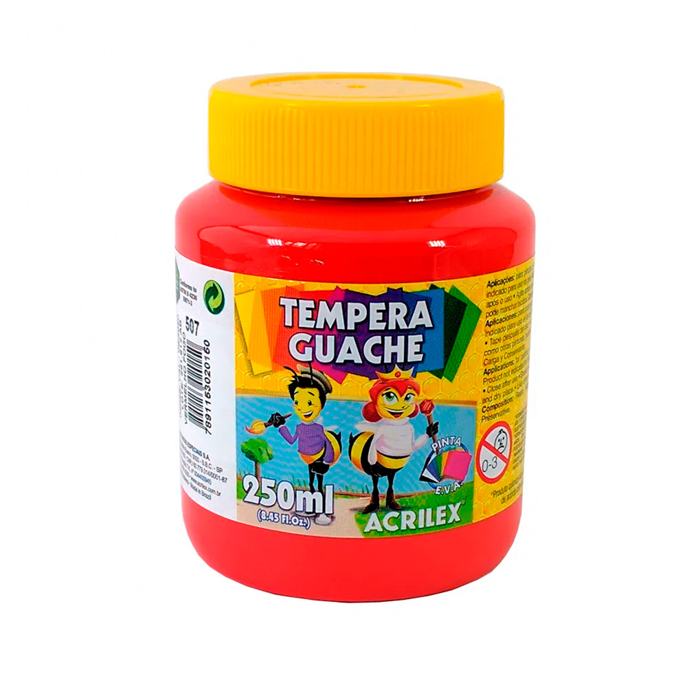 TINTA GUACHE VERMELHO FOGO 250ML - ACRILEX                         TINTA GUACHE VERMELHO FOGO 250ML - ACRILEX