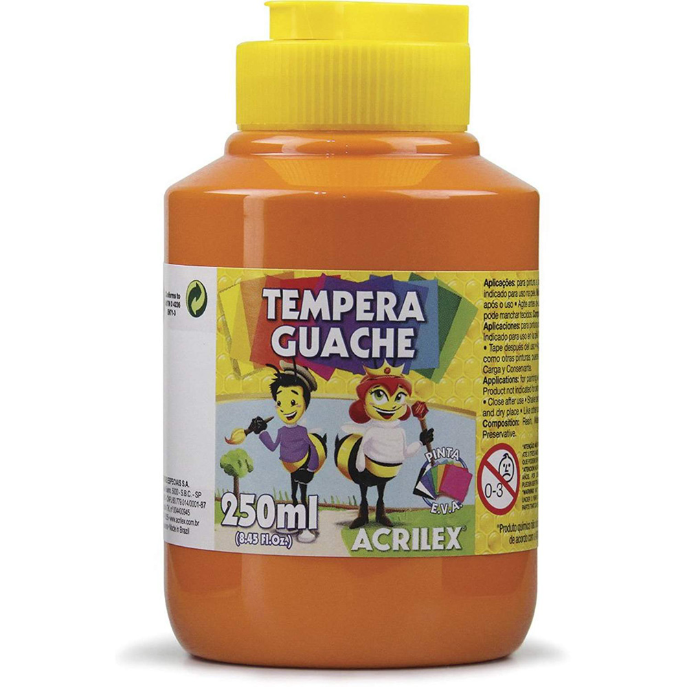 TINTA GUACHE LARANJA  250ML - ACRILEX                           TINTA GUACHE LARANJA  250ML - ACRILEX