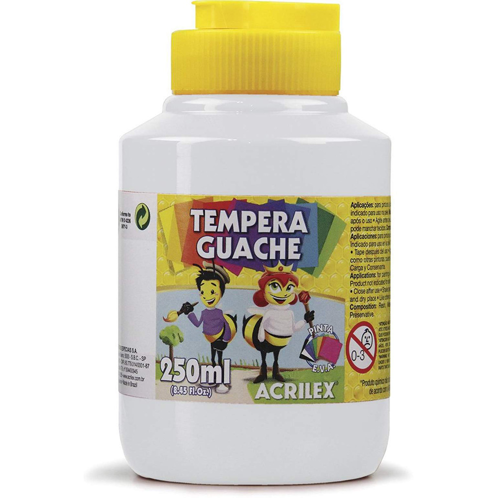 TINTA GUACHE BRANCO 250ML - ACRILEX                            TINTA GUACHE BRANCO 250ML - ACRILEX