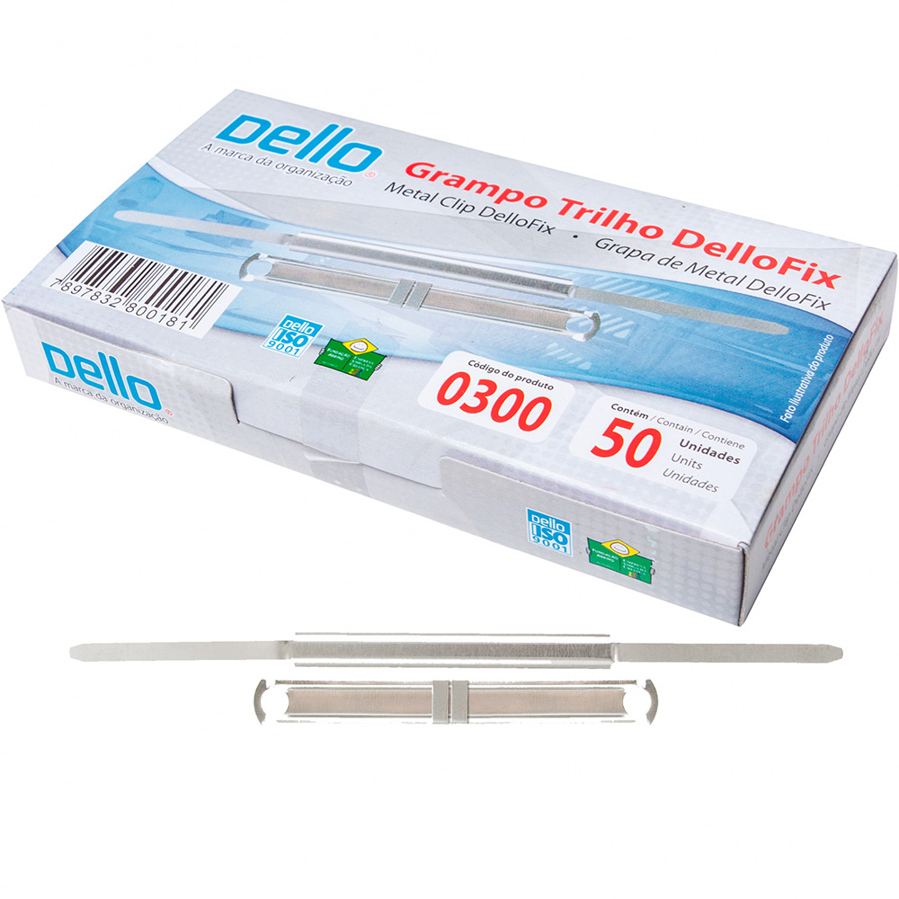 GRAMPO TRILHO METAL COM 50 UNIDADES - DELLO  GRAMPO TRILHO METAL COM 50 UNIDADES - DELLO