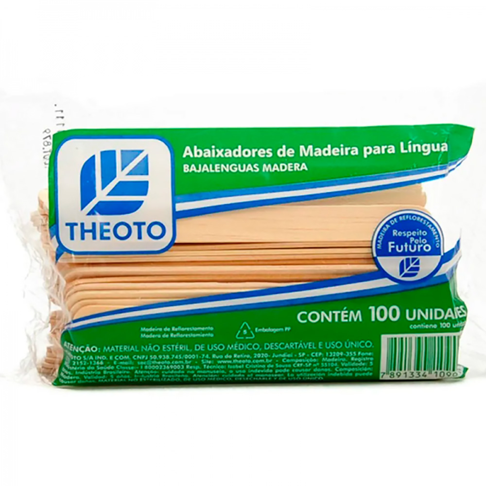 PALITO ABAIXADOR DE LÍNGUA 50X100 THEOTO PACOTE C/100 UNIDADES PALITO ABAIXADOR DE LÍNGUA 50X100 THEOTO PACOTE C/100 UNIDADES