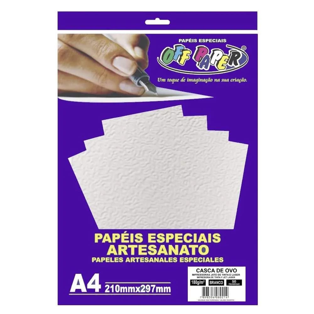 PAPEL CASCA OVO A4 21X29,7CM 180G COM 50FLS BRANCO OFF PAPER
