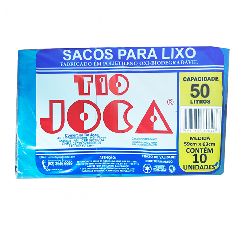 SACO DE LIXO 50 LITROS COLETA SELETIVA AZUL C/10 UNIDADES - TIO JOCA SACO DE LIXO 50 LITROS COLETA SELETIVA AZUL C/10 UNIDADES - TIO JOCA