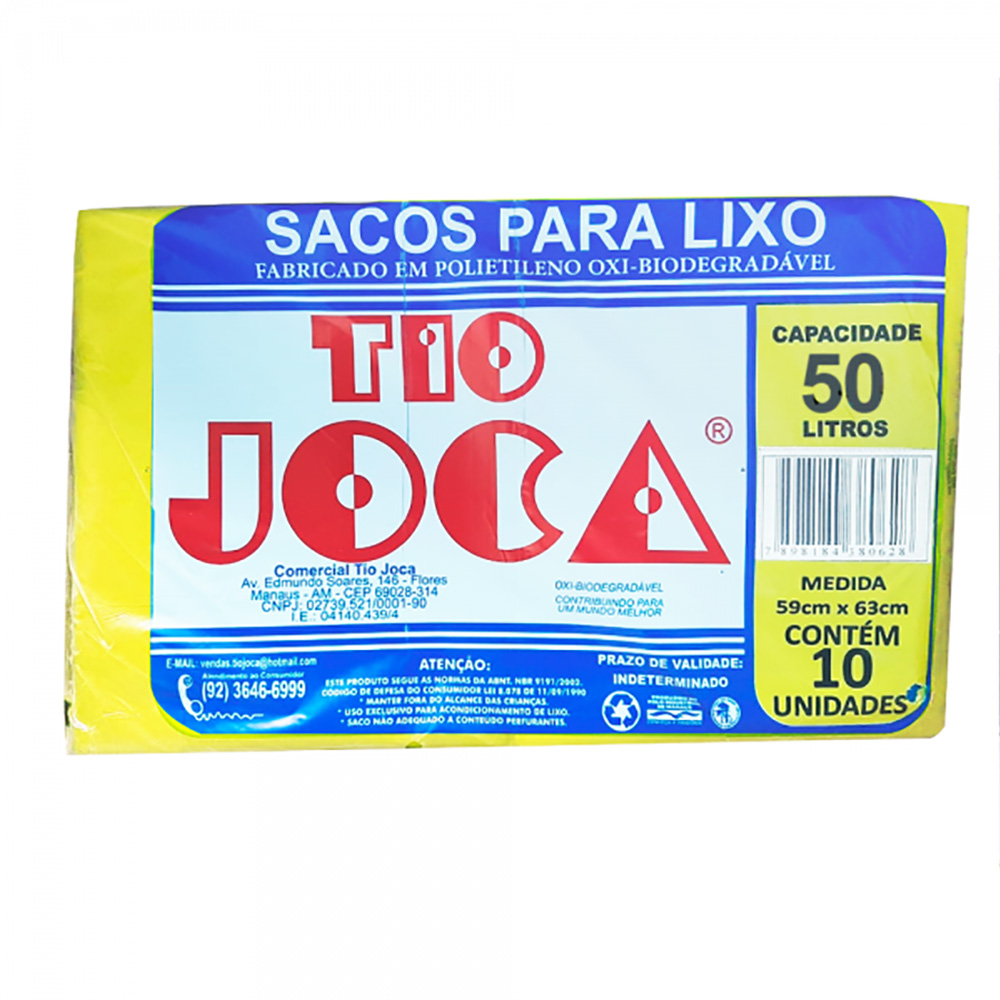 SACO DE LIXO 50 LITROS COLETA SELETIVA AMARELO C/10 UNIDADES - TIO JOCA SACO DE LIXO 50 LITROS COLETA SELETIVA AMARELO C/10 UNIDADES - TIO JOCA