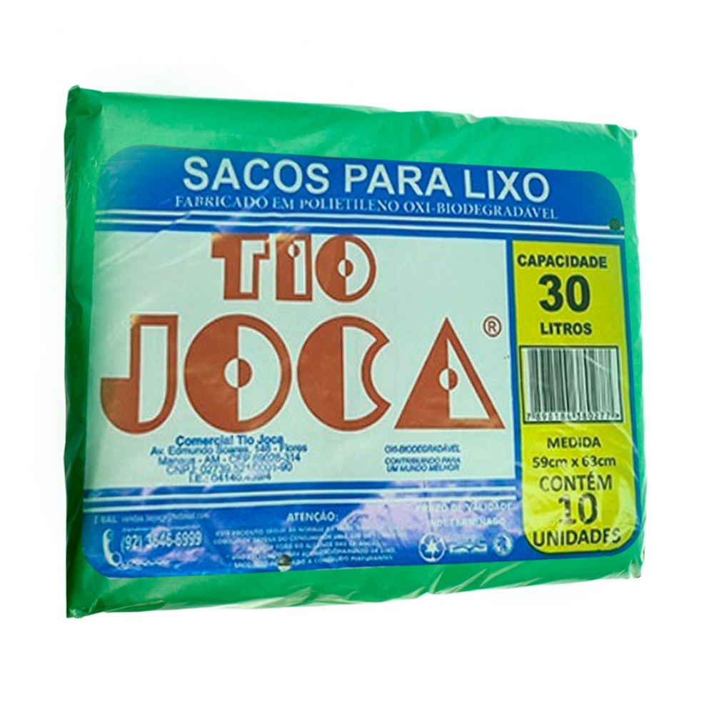 SACO DE LIXO 30 LITROS COLETA SELETIVA VERDE C/10 UNIDADES - TIO JOCA SACO DE LIXO 30 LITROS COLETA SELETIVA VERDE C/10 UNIDADES - TIO JOCA