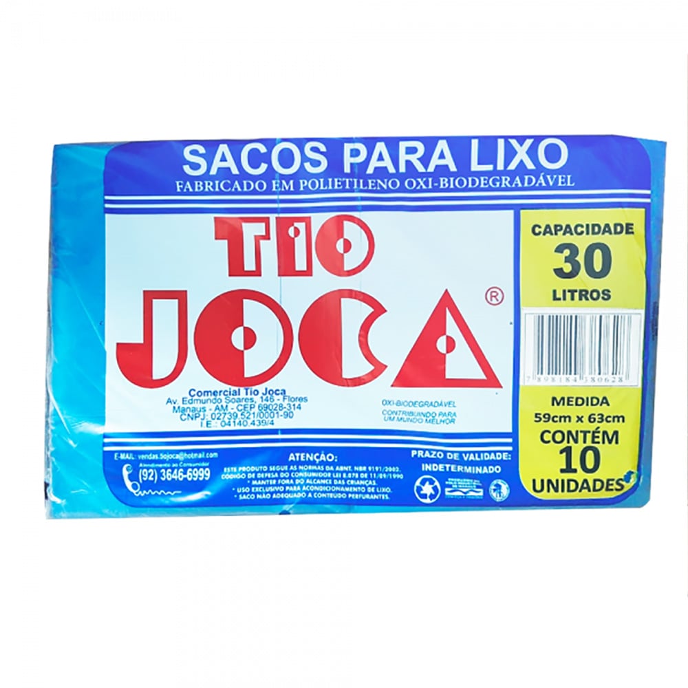 SACO DE LIXO 30 LITROS COLETA SELETIVA AZUL C/10 UNIDADES - TIO JOCA SACO DE LIXO 30 LITROS COLETA SELETIVA AZUL C/10 UNIDADES - TIO JOCA