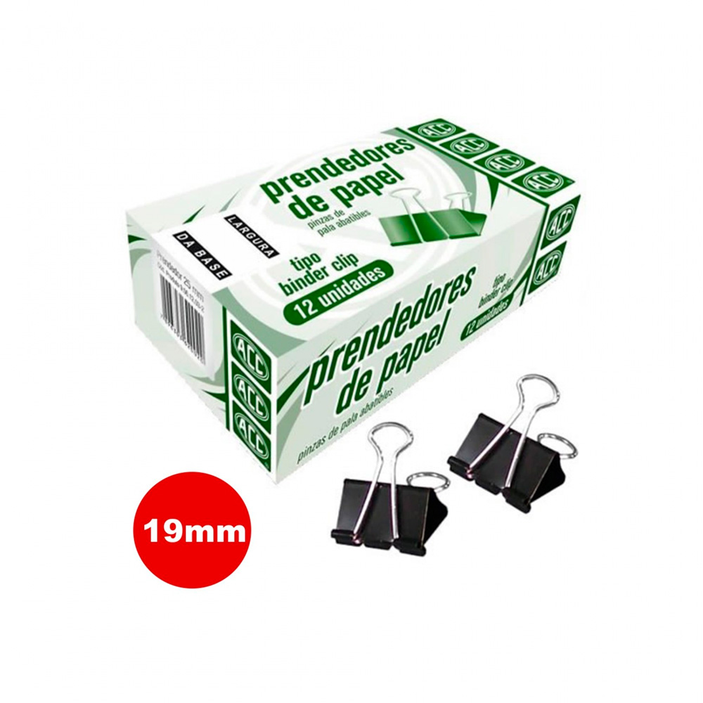 PRENDEDOR DE PAPEL 19MM AÇO PRETO C/12 UNIDADES - ACC PRENDEDOR DE PAPEL 19MM AÇO PRETO C/12 UNIDADES - ACC