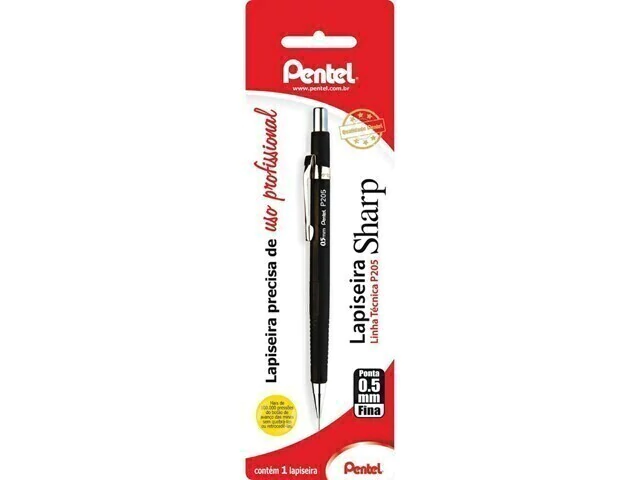 LAPISEIRA P205 0,5MM PRETO BLISTER PENTEL                                                                                                                                                               