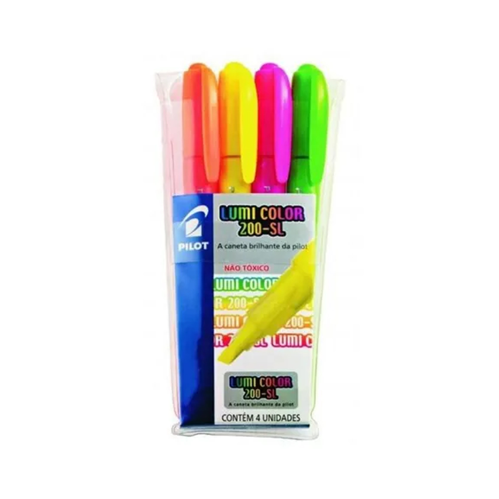 MARCA TEXTO LUMICOLOR 200-SL PILOT COM 4 CORES MARCA TEXTO LUMICOLOR 200-SL PILOT COM 4 CORES