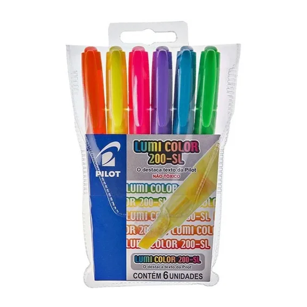 MARCA TEXTO LUMICOLOR 200-SL PILOT COM 6 CORES MARCA TEXTO LUMICOLOR 200-SL PILOT COM 6 CORES