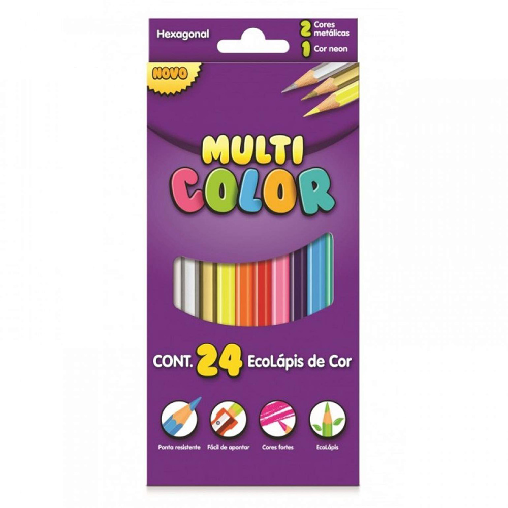 LÁPIS DE COR MULTICOLOR SUPER C/24 CORES FABER LÁPIS DE COR MULTICOLOR SUPER C/24 CORES FABER