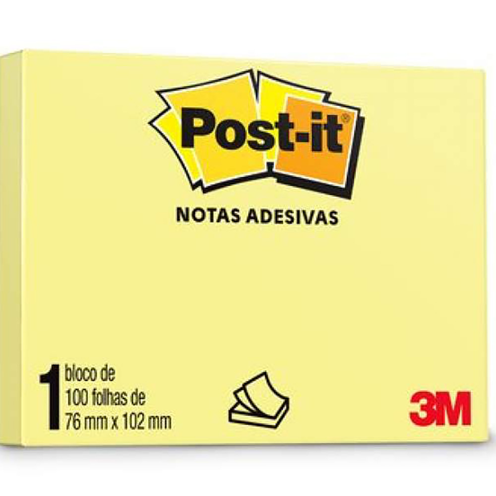 BLOCO ADESIVO POST IT PEQUENO 100 FOLHAS 76X102MM AMARELO - 3M BLOCO ADESIVO POST IT PEQUENO 100 FOLHAS 76X102MM AMARELO - 3M