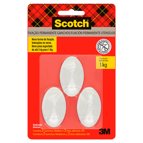 GANCHO MÉDIO SCOTCH TRANSPARENTE - 3M GANCHO MÉDIO SCOTCH TRANSPARENTE - 3M
