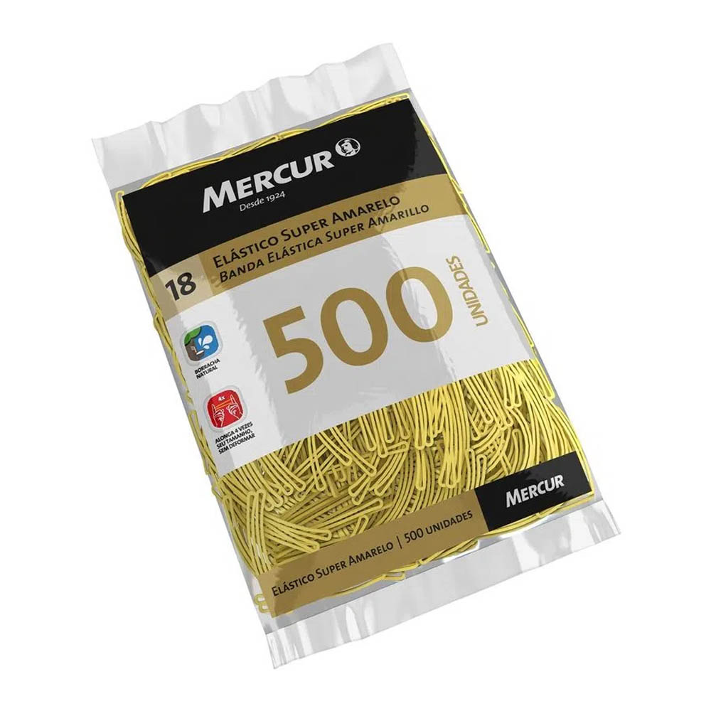 ELÁSTICO SUPER AMARELO 18 COM 500 UN - MERCUR   ELÁSTICO SUPER AMARELO 18 COM 500 UN - MERCUR
