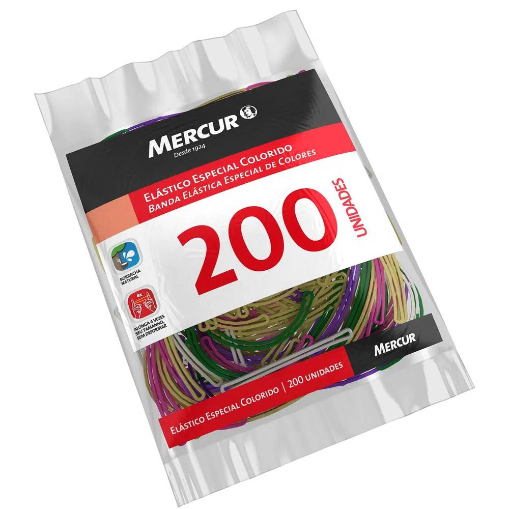 ELÁSTICO ESPECIAL COLORIDO COM 200 UN - MERCUR        ELÁSTICO ESPECIAL COLORIDO COM 200 UN - MERCUR