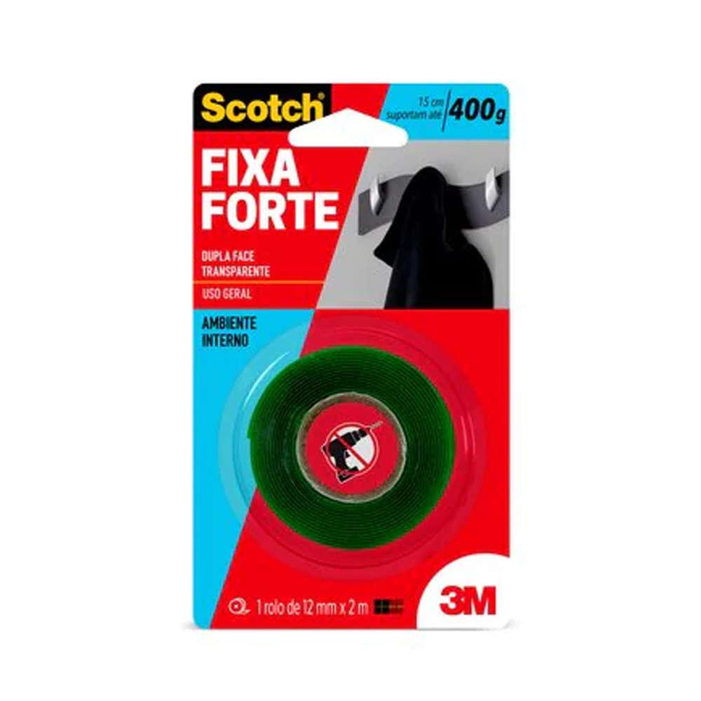 FITA FIXA FORTE 12mmx2m - 3M<br> FITA FIXA FORTE 12mmx2m - 3M<br>