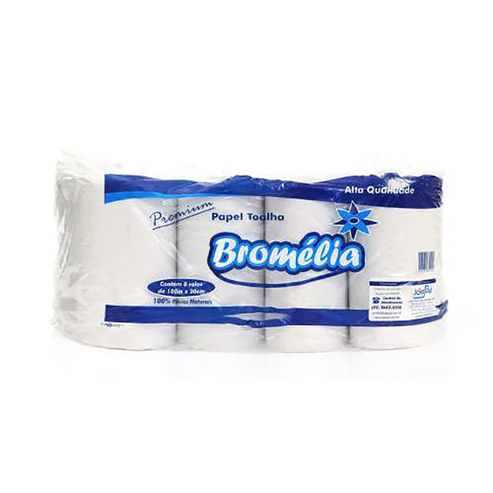 PAPEL TOALHA 100MT AZ BRANCO BROMELIA C/8 ROLOS<br> PAPEL TOALHA 100MT AZ BRANCO BROMELIA C/8 ROLOS<br>