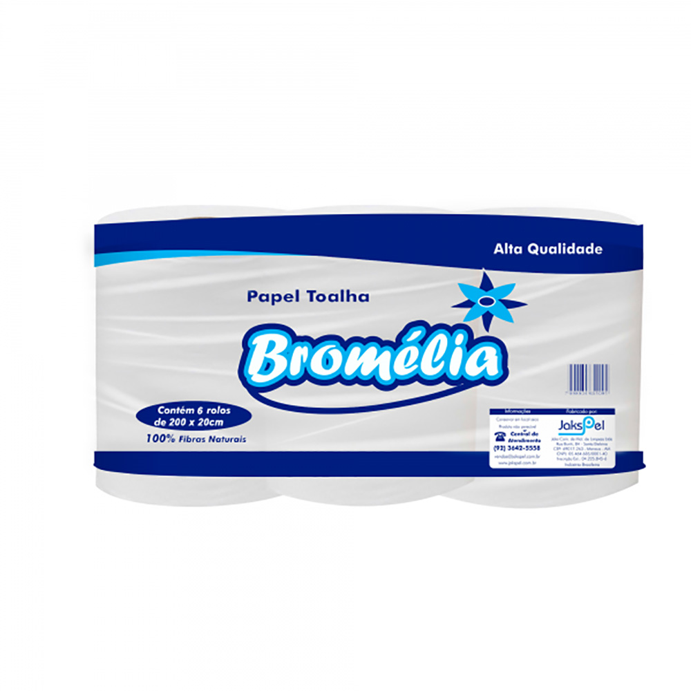 PAPEL TOALHA 200MT AZ BRANCO BROMELIA C/6 ROLOS PAPEL TOALHA 200MT AZ BRANCO BROMELIA C/6 ROLOS