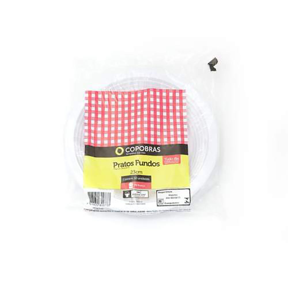 PRATO PLASTICO FUNDO BRANCO 23CM PACOTE COM 10 UN - COPOBRAS  PRATO PLASTICO FUNDO BRANCO 23CM PACOTE COM 10 UN - COPOBRAS