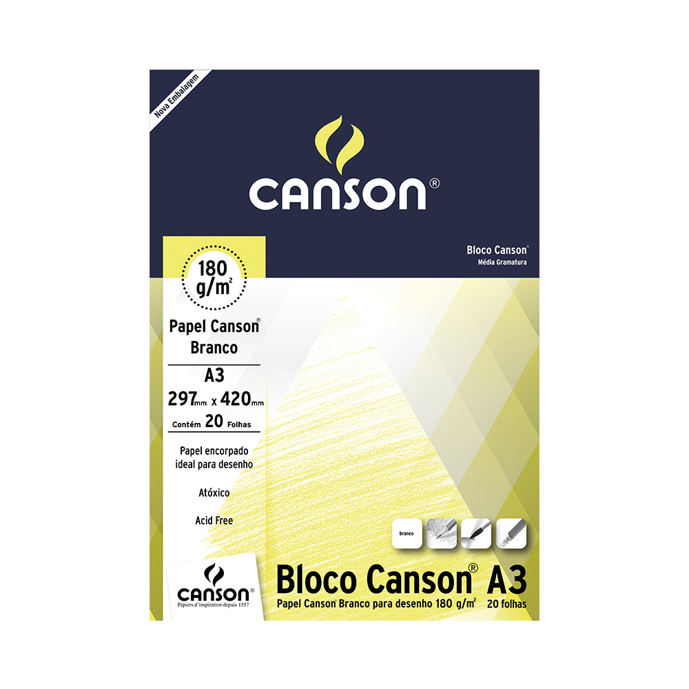 BLOCO ESTUDANTE A3 DESENHO 180G 20FLS CANSON                 BLOCO ESTUDANTE A3 DESENHO 180G 20FLS CANSON