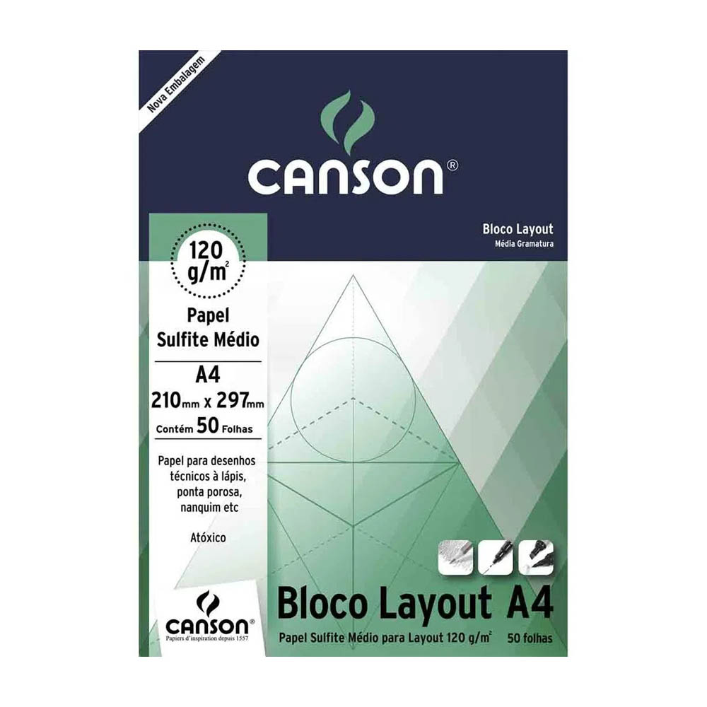 BLOCO ESTUDANTE LAYOUT A4 COM 50 FOLHAS - CANSON BLOCO ESTUDANTE LAYOUT A4 COM 50 FOLHAS - CANSON