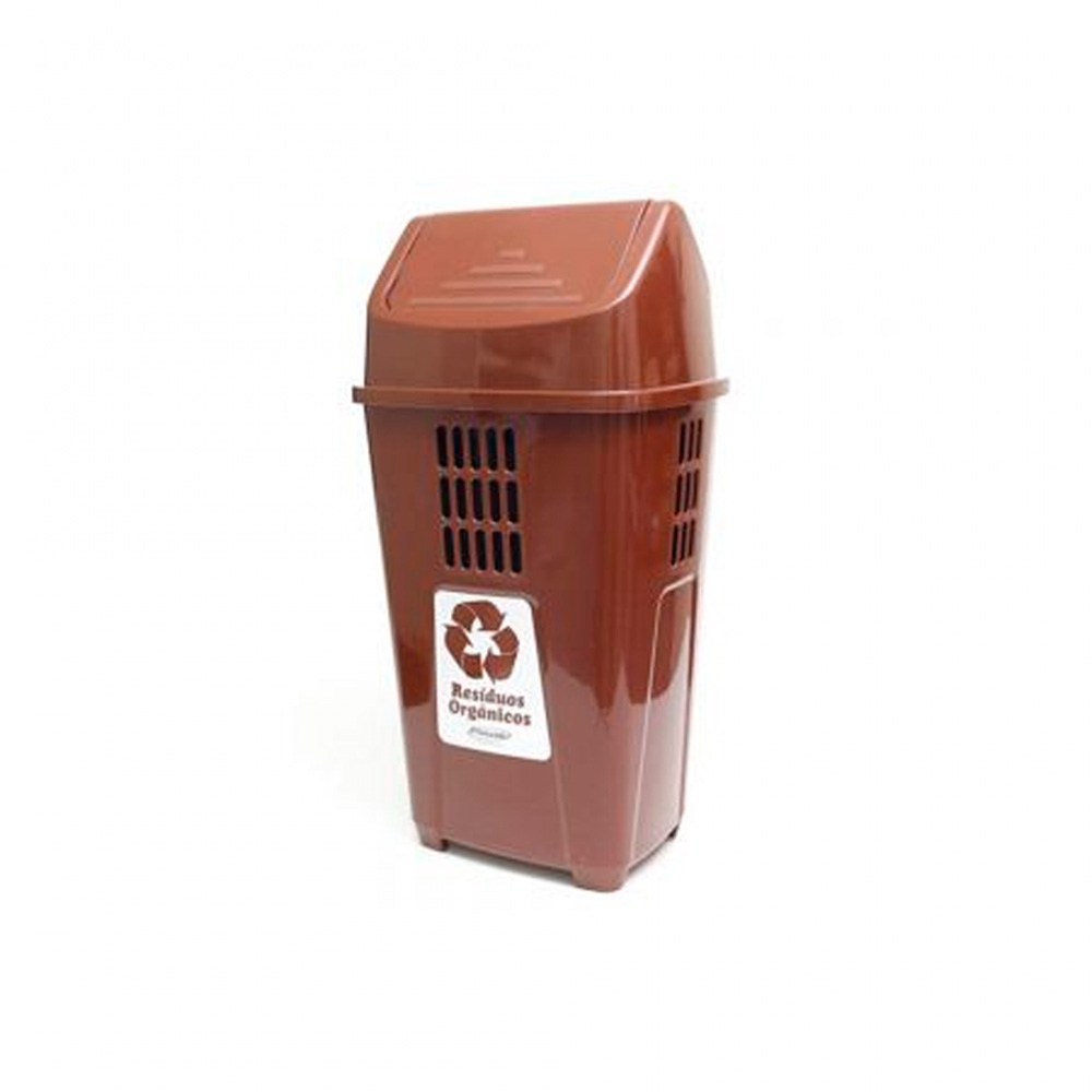 LIXEIRA BASCULANTE 50LT MARROM PLASVALE