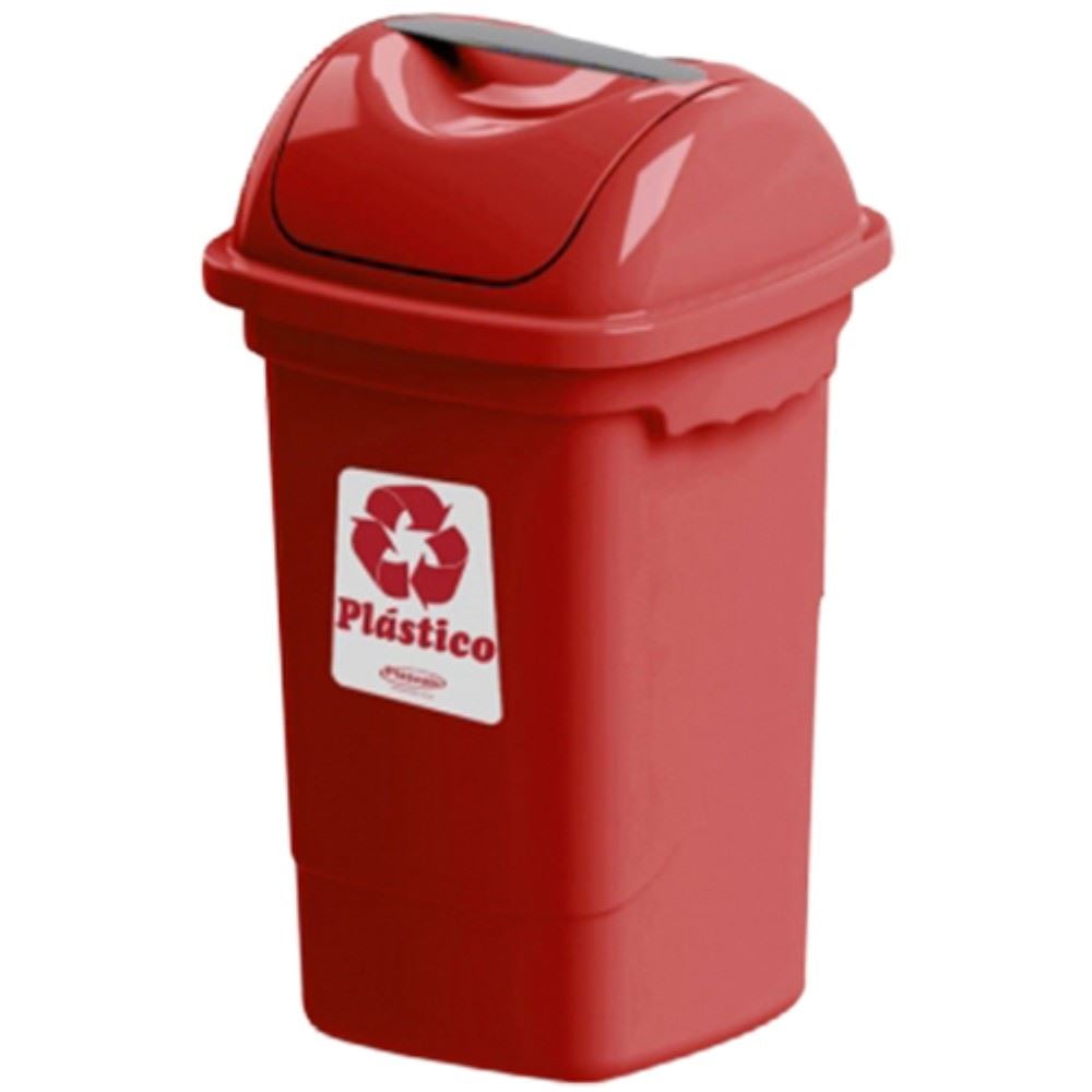 LIXEIRA BASCULANTE 30LT VERMELHA PLASVALE