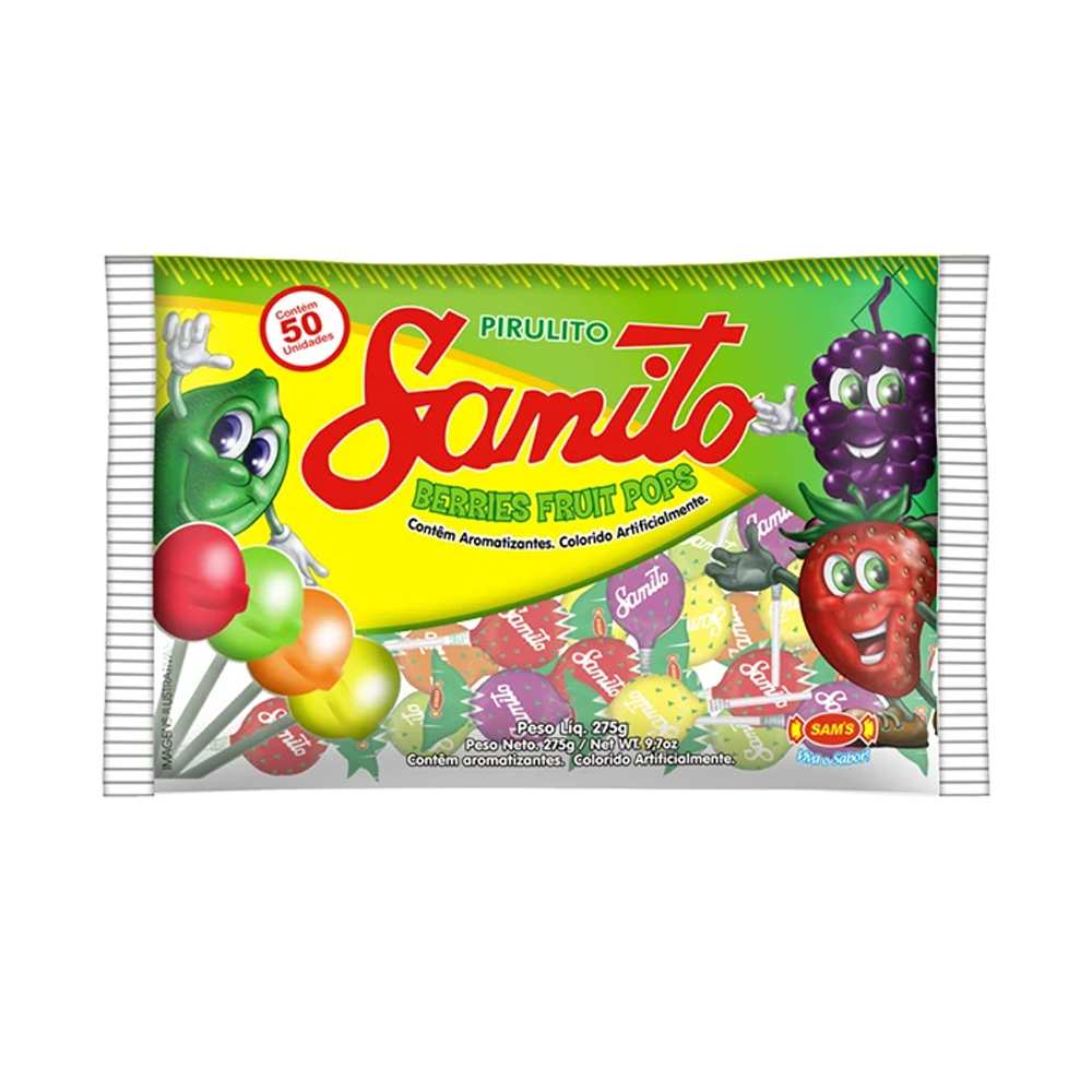PIRULITO SAMITO FRUTAS 275G C/50 - SAMS  PIRULITO SAMITO FRUTAS 275G C/50 - SAMS