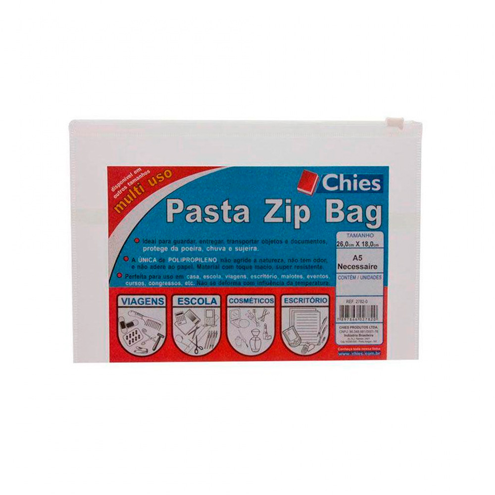 PASTA ZIP BAG TAMANHO A5 26X18CM - CHIES PASTA ZIP BAG TAMANHO A5 26X18CM - CHIES