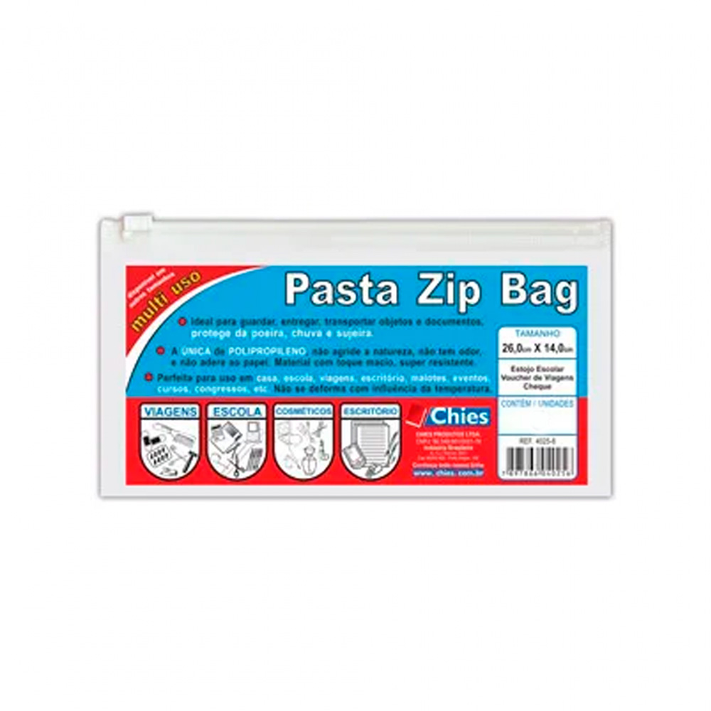 PASTA ZIP BAG VOUCHER / CHEQUE TAMANHO 28X14CM - CHIES PASTA ZIP BAG VOUCHER / CHEQUE TAMANHO 28X14CM - CHIES