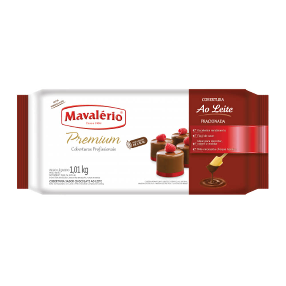 COBERTURA PREMIUM CHOCOLATE AO LEITE 1,01KG - MAVALÉRIO  COBERTURA PREMIUM CHOCOLATE AO LEITE 1,01KG - MAVALÉRIO
