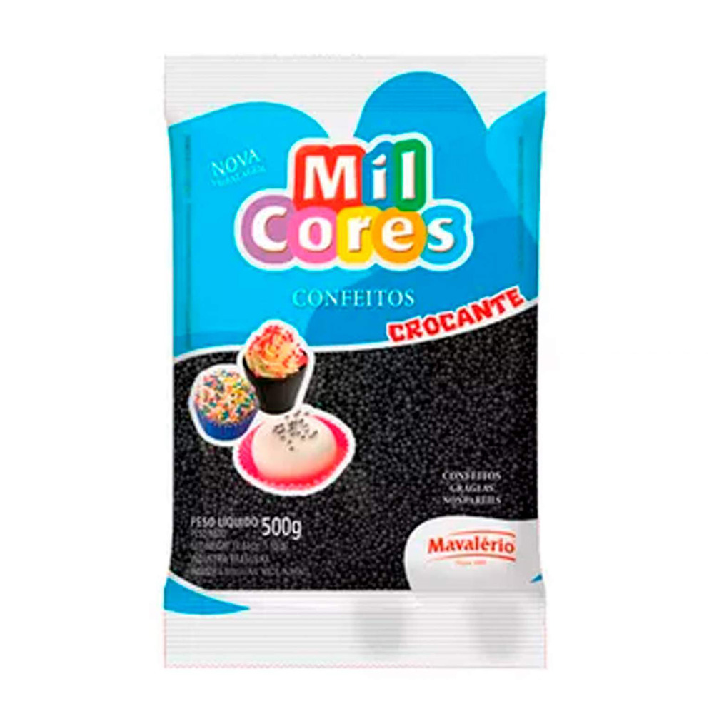CONFEITO MICANGA PRETA N0 500G MIL CORES - MAVALÉRIO                  CONFEITO MICANGA PRETA N0 500G MIL CORES - MAVALÉRIO